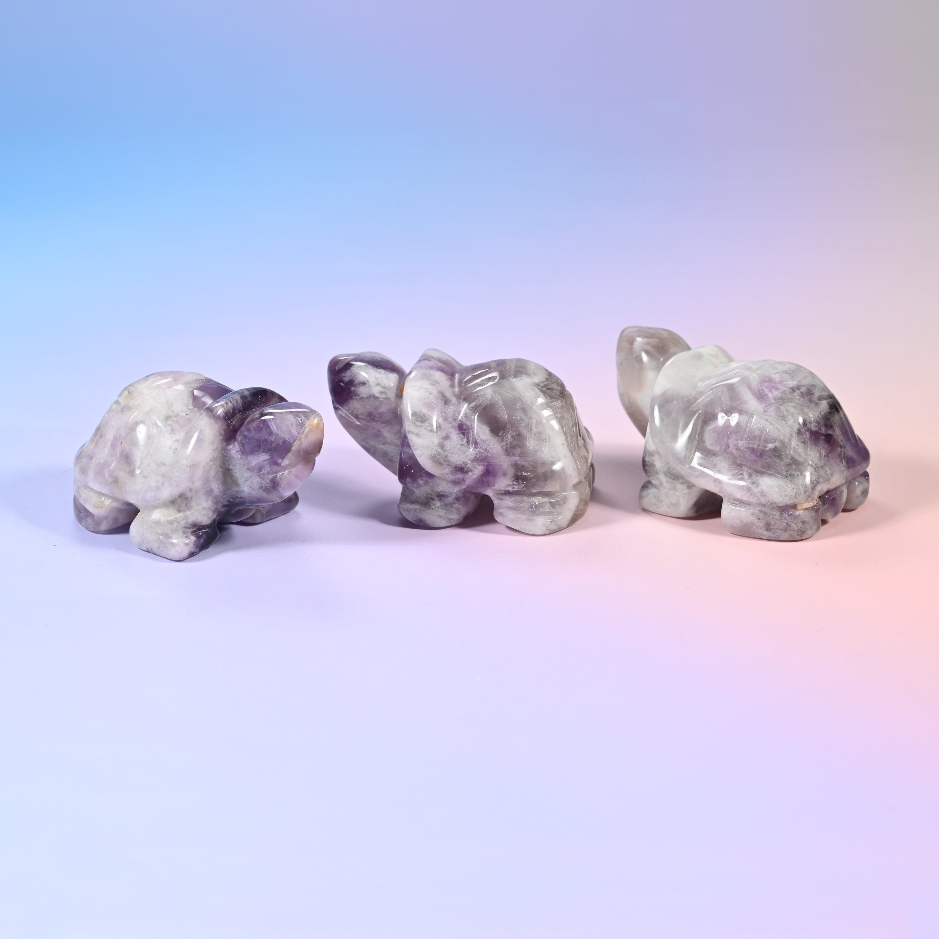 Hand-carved turtle figurine in natural gemstone