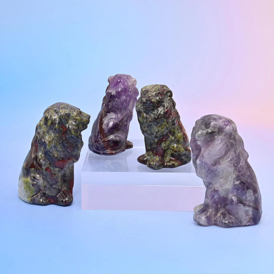 Lion Crystal Carving with mane, muzzle and paws worked in relief.