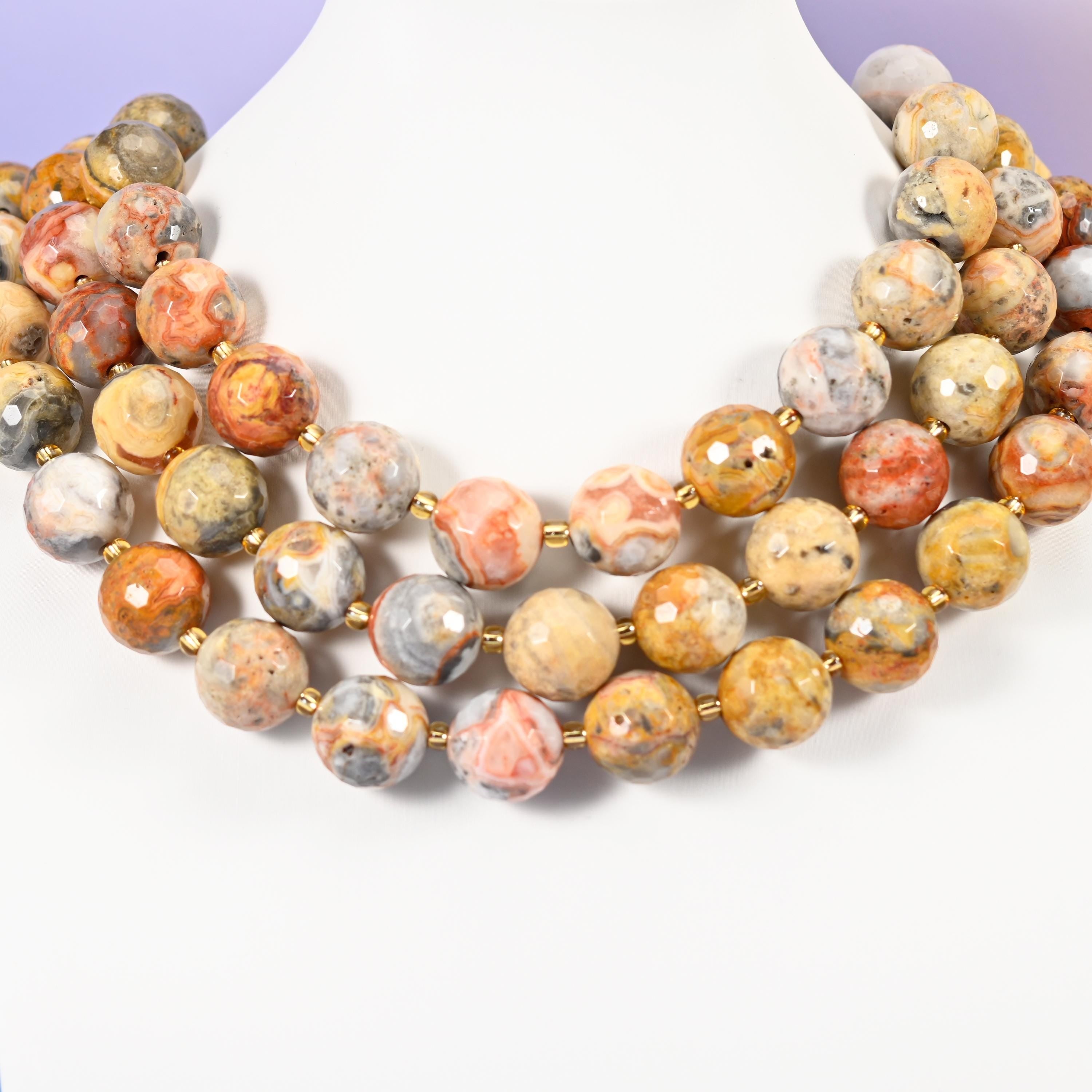 Crazy Agate beads, faceted round, 16mm