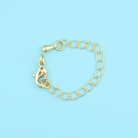 Brass, 18K gold filled — lead free and nickel free beads, open oval link chain with lobster clasp and end tag, 69mm chain length including clasps