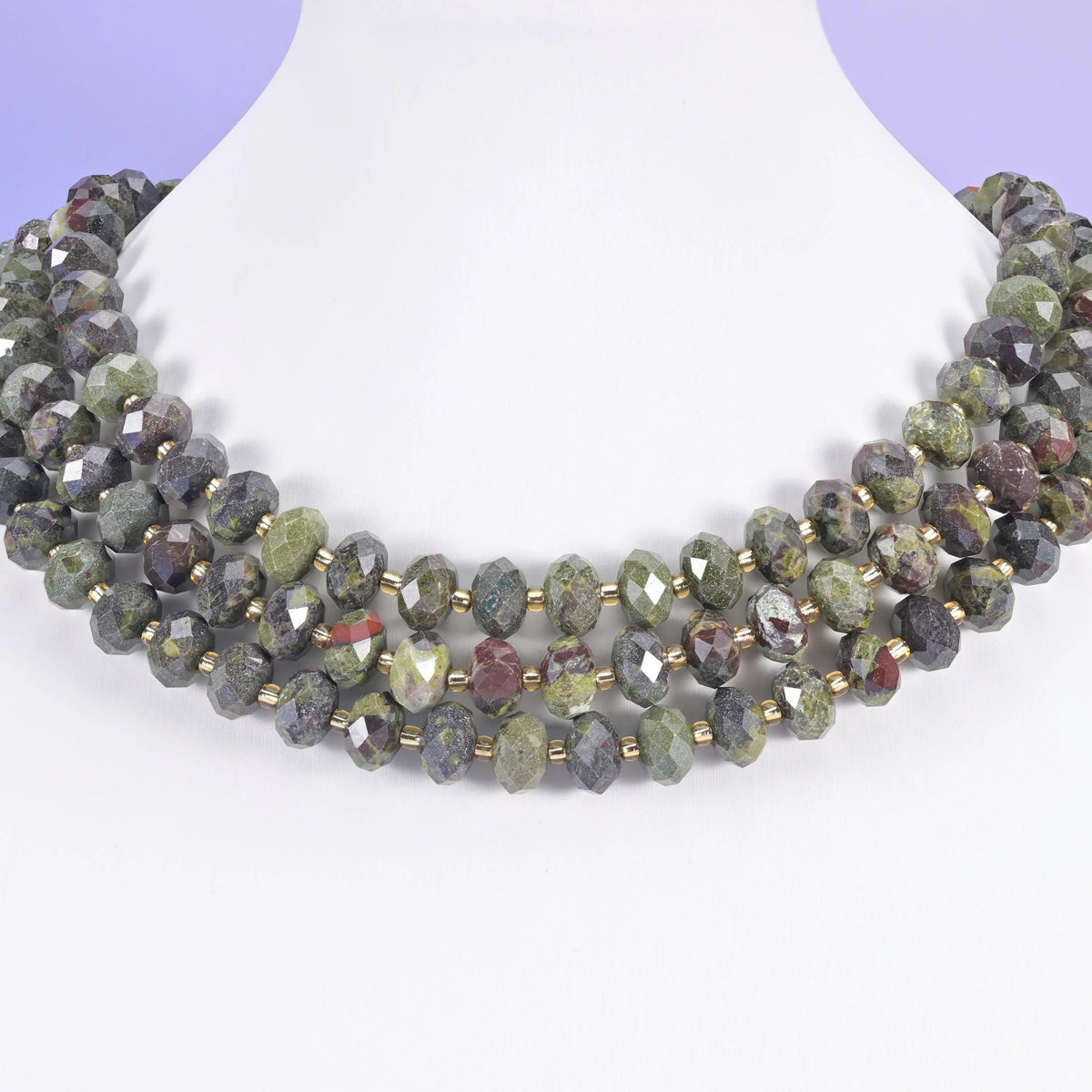 Dragon Bloodstone beads, faceted rondelle, 6 x 10mm