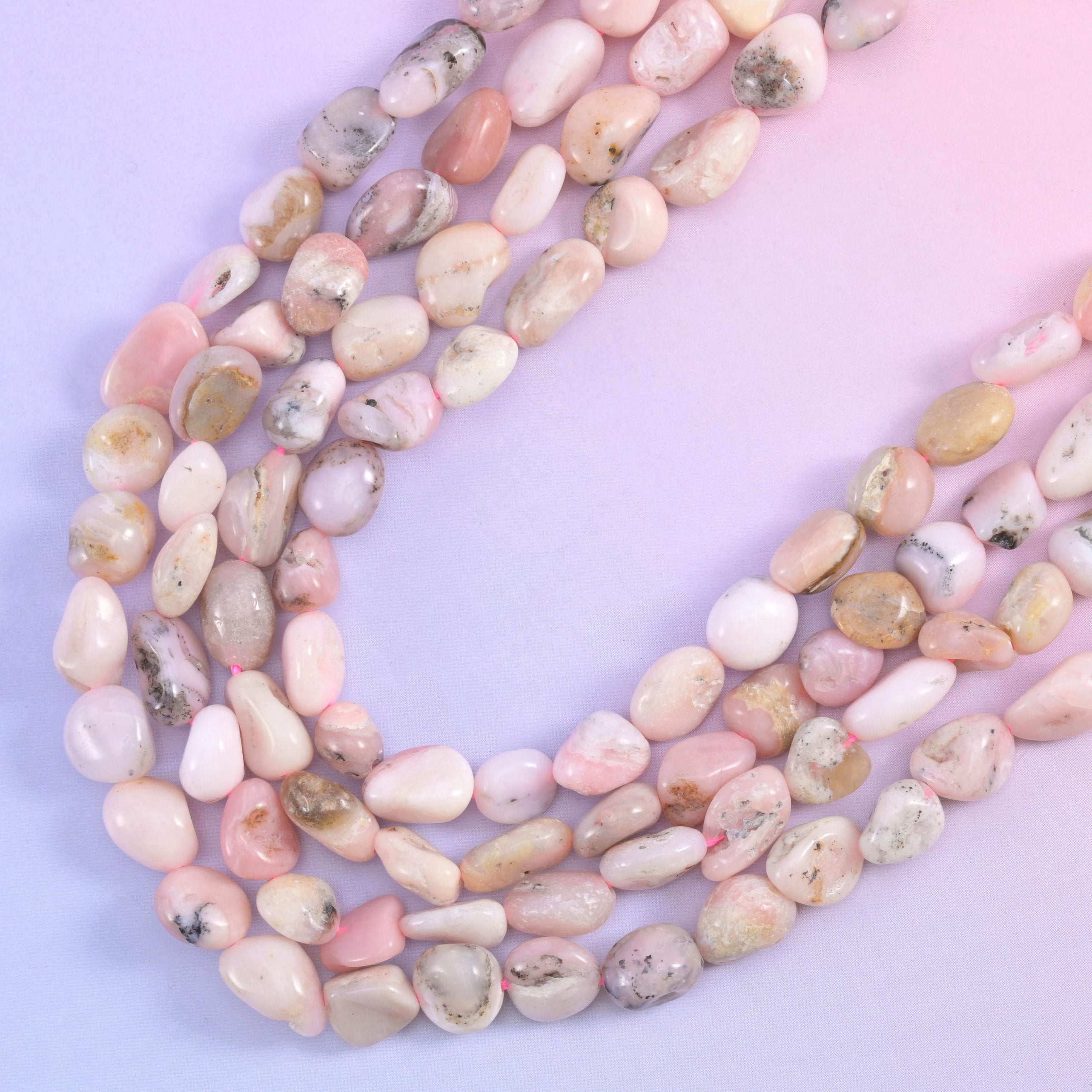 Pink Opal Irregular Pebble Nugget Beads, approximately 44 beads per strand
