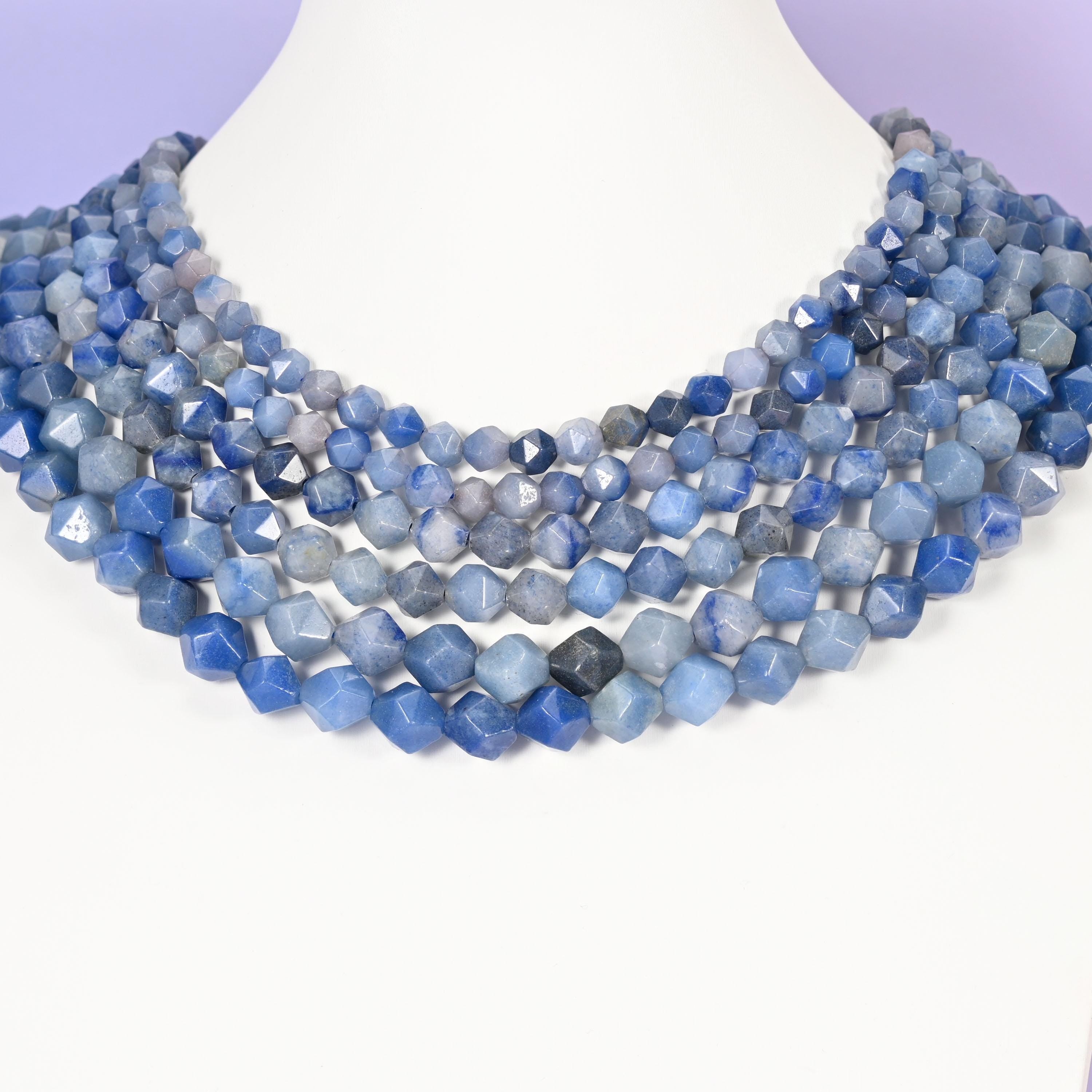 Blue Aventurine beads, faceted diamond star cut, 6mm, 8mm, 10mm