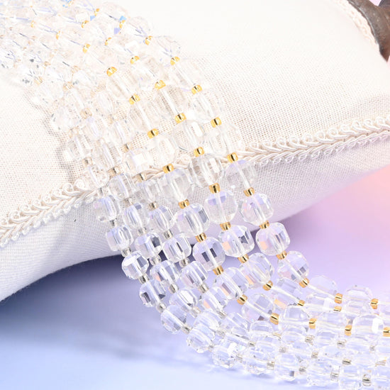 Clear Quartz Faceted Cube Beads 6mm 8mm