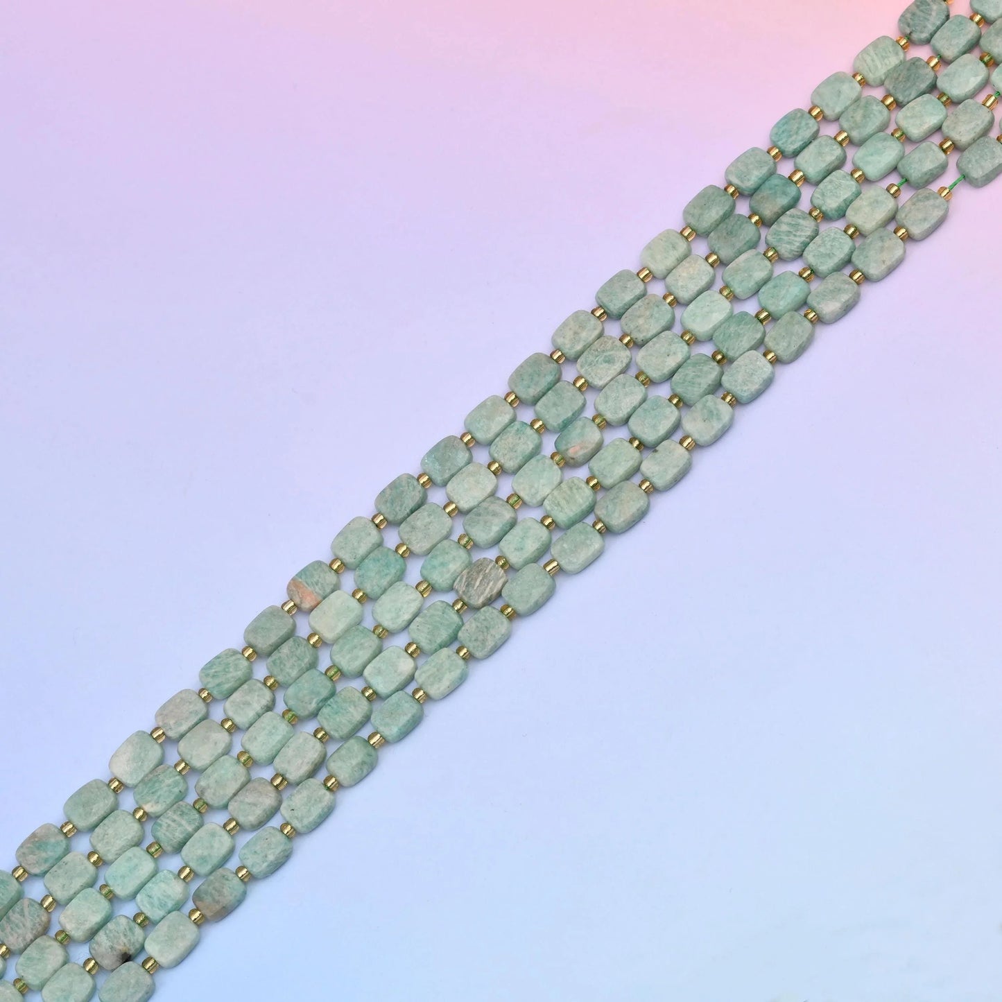 Amazonite beads in pale mint and seafoam tones