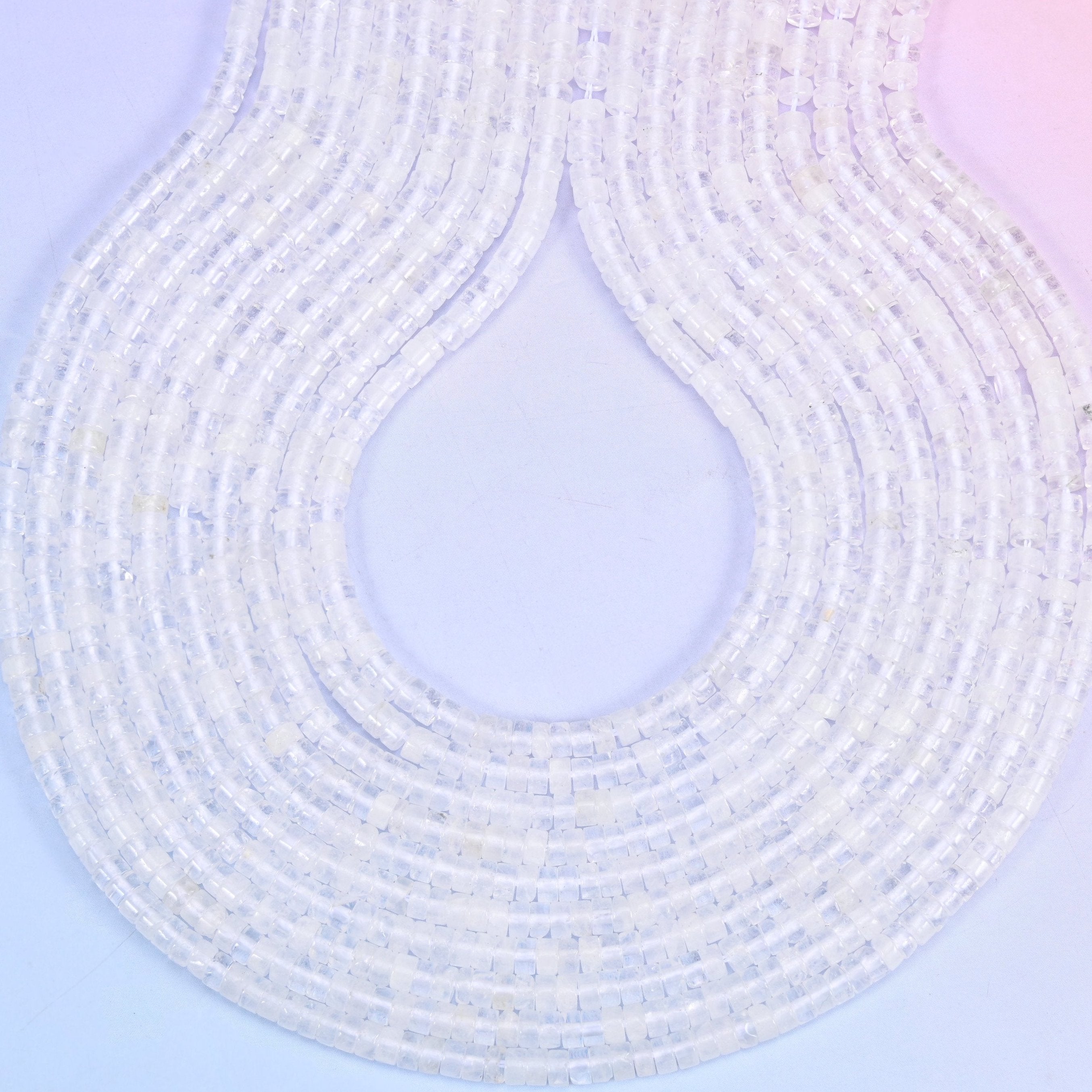 Clear Quartz Smooth Heishi Disc Beads 2x4mm, hole 1.0mm (+/- 0.2mm), centre drilled