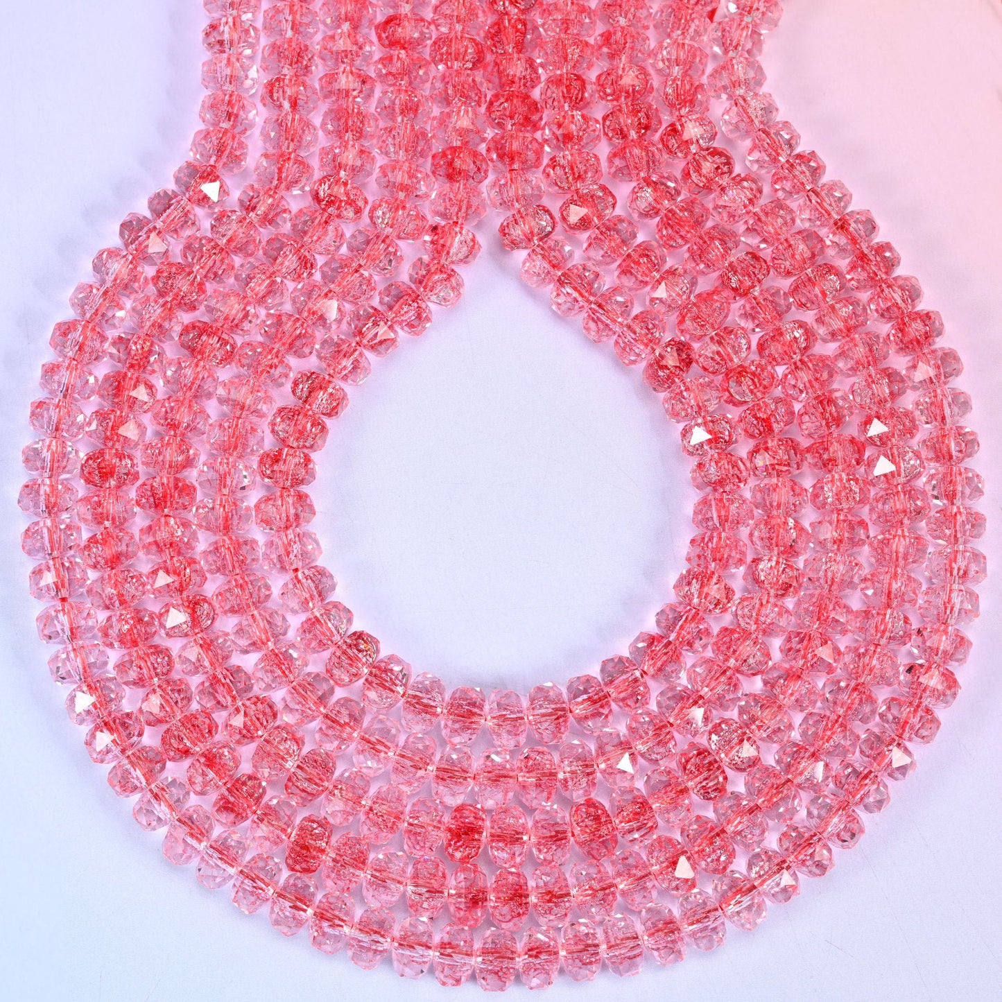 Transparent Red Faceted Rondelle Glass Beads, hole approximately 1.2mm