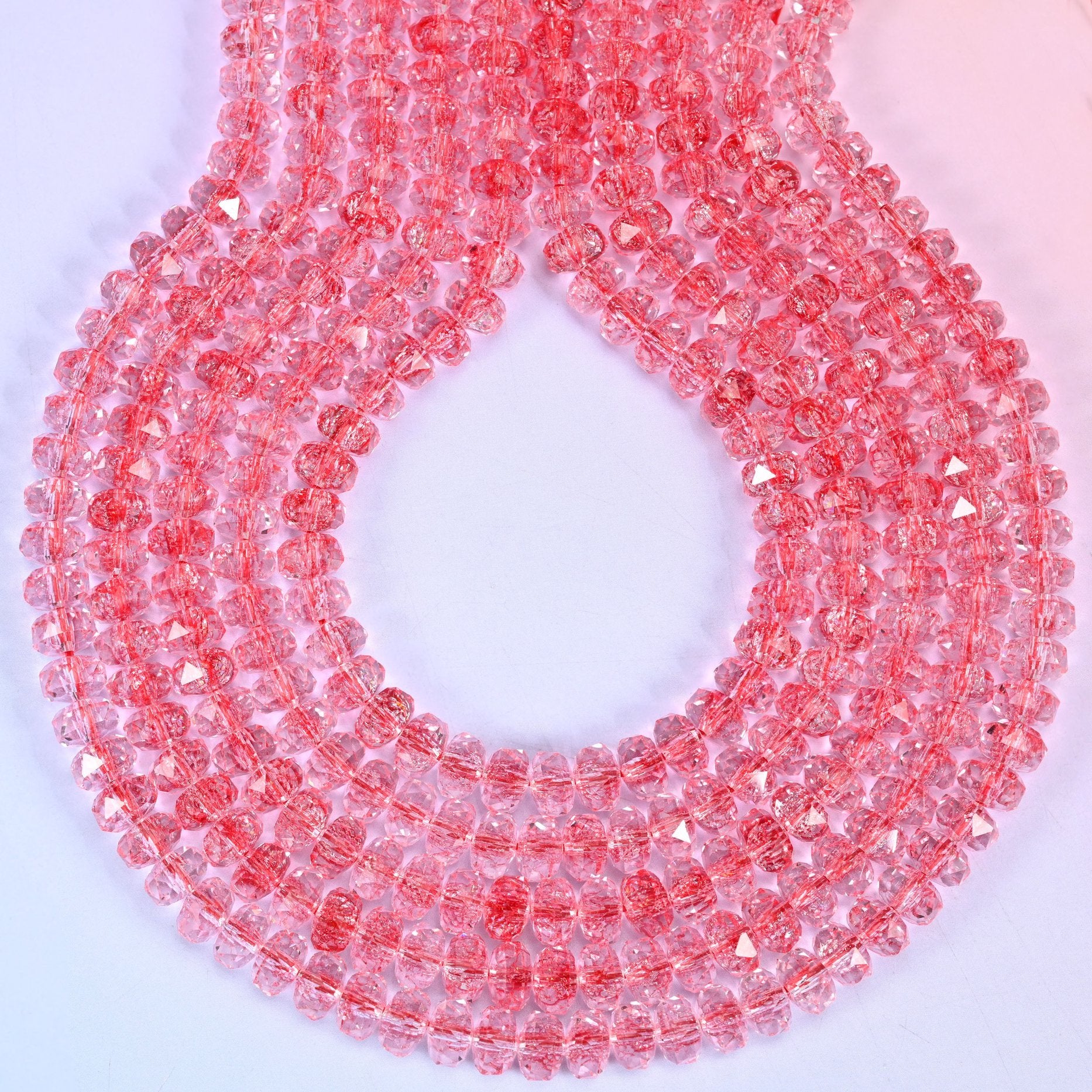 Transparent Red Faceted Rondelle Glass Beads, hole approximately 1.2mm