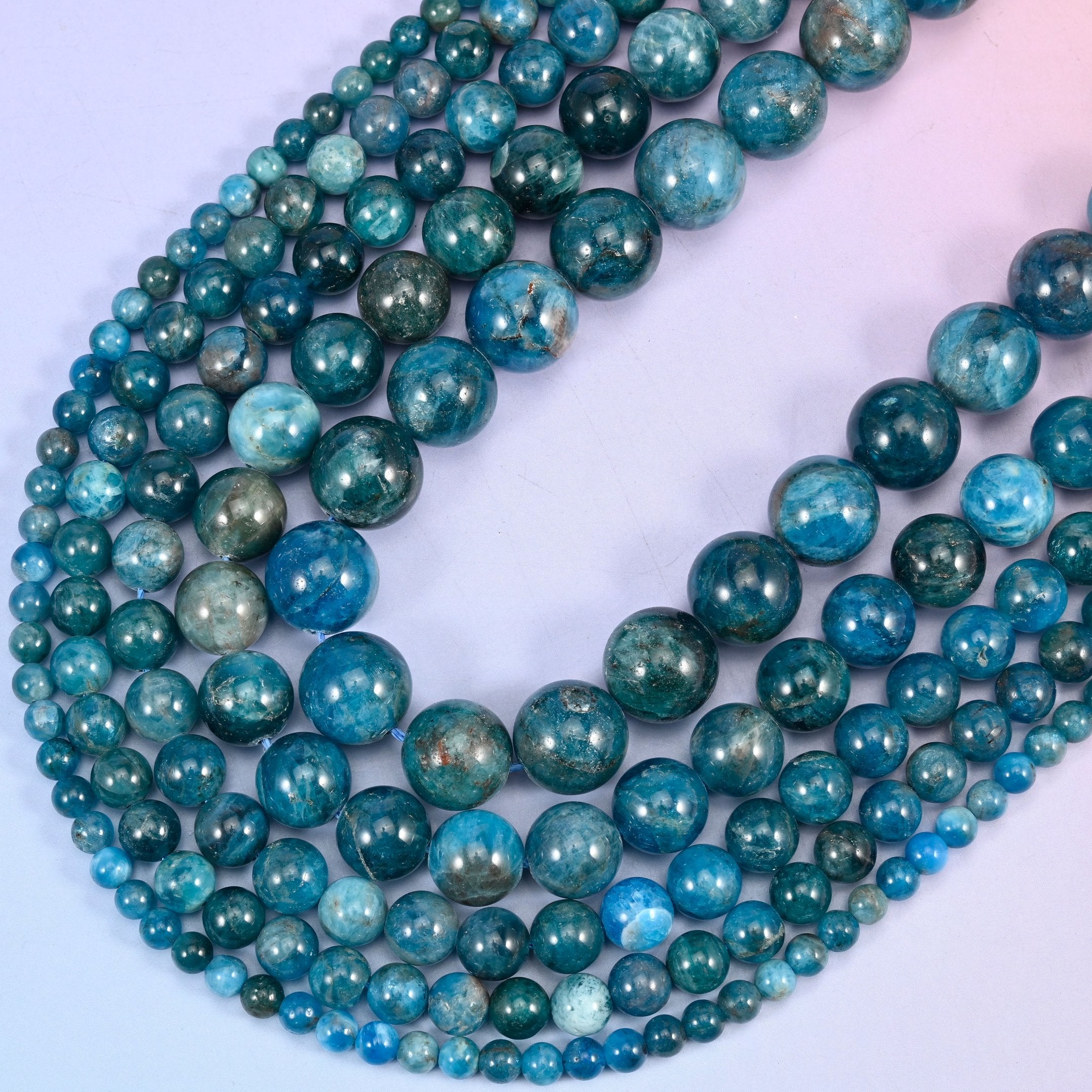 Blue Apatite Smooth Round Beads: Jewelry Making 15.5 Inch Strand