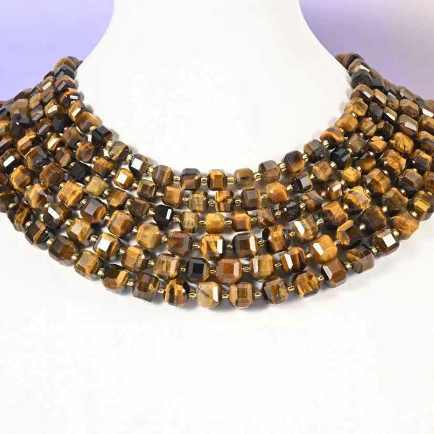 Tiger Eye beads, faceted cube, 6mm and 8mm