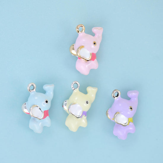18K Gold Filled Enamel Elephant Charms: DIY Jewelry Making Supply