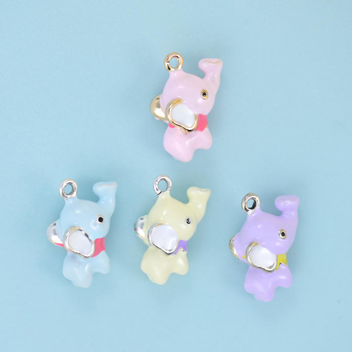 18K Gold Filled Enamel Elephant Charms: DIY Jewelry Making Supply