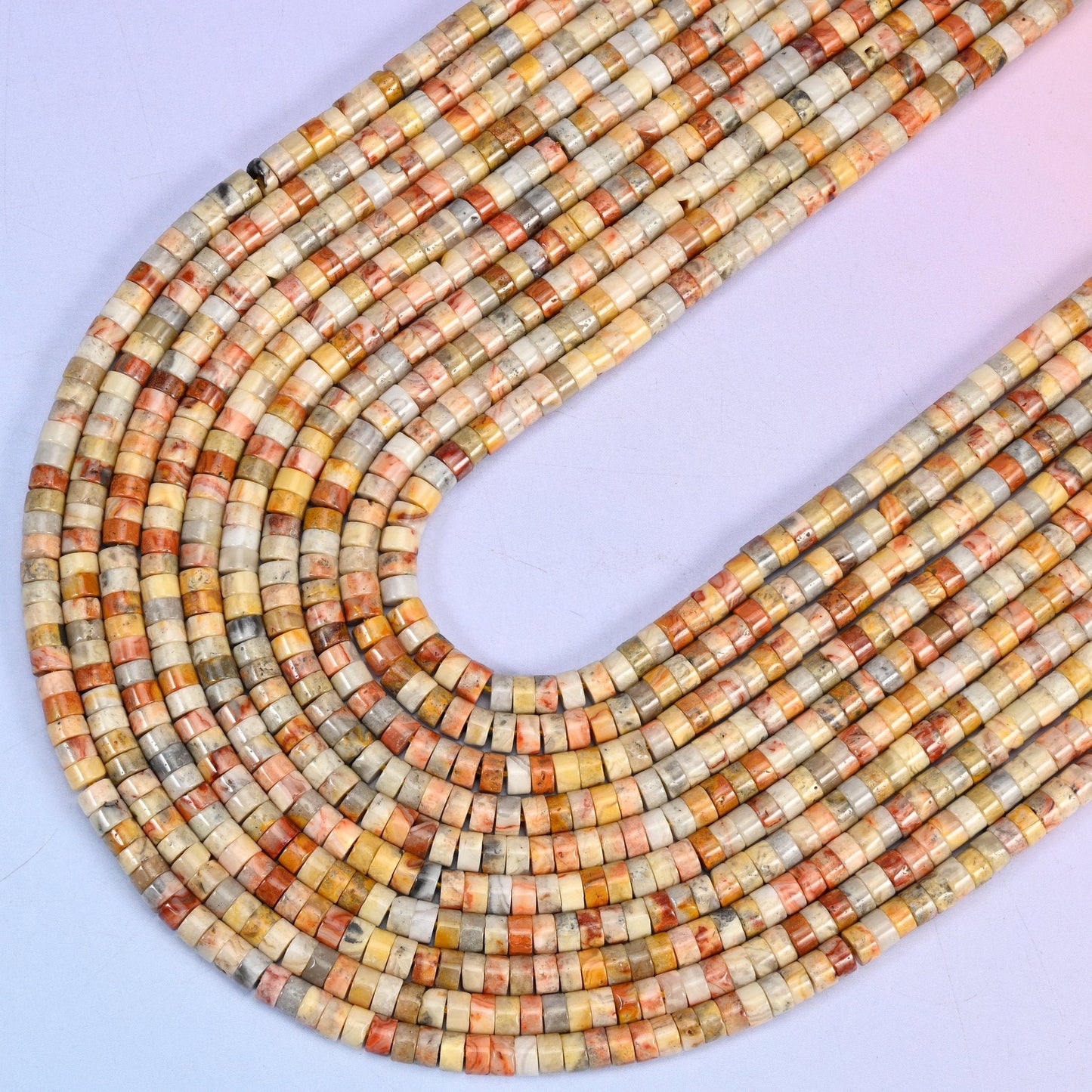 Crazy Agate Smooth Heishi Disc Beads, 15.5 inch strand