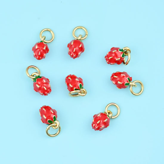 18K Gold Filled Tiny Strawberry Charm 8.57x5.20mm