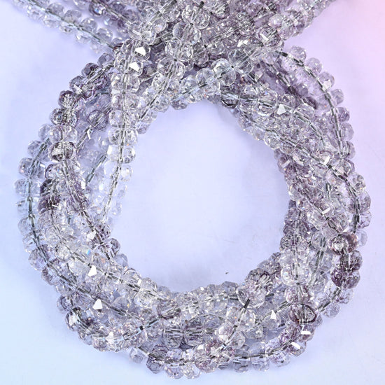 Transparent Light Purple Faceted Rondelle Glass Beads: Size 5x8mm, Jewelry Making Supply