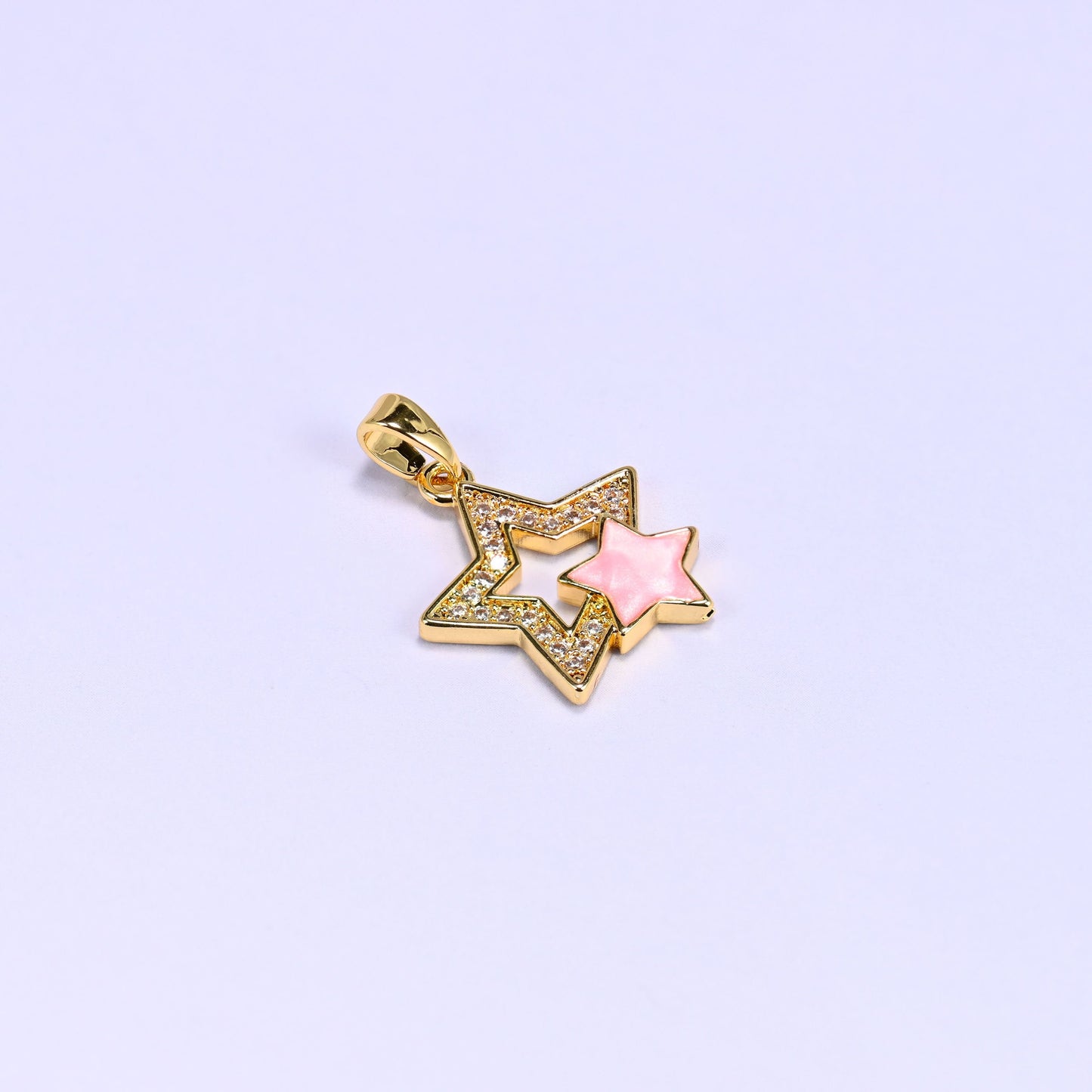 Double Stars Zircon Charms, bail approx 5.95mm x 2.80mm