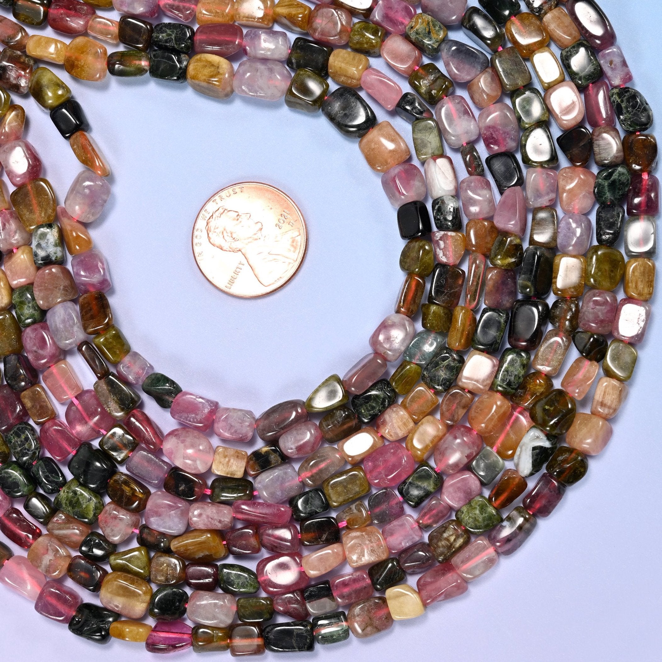 Freeform nugget cut natural tourmaline beads