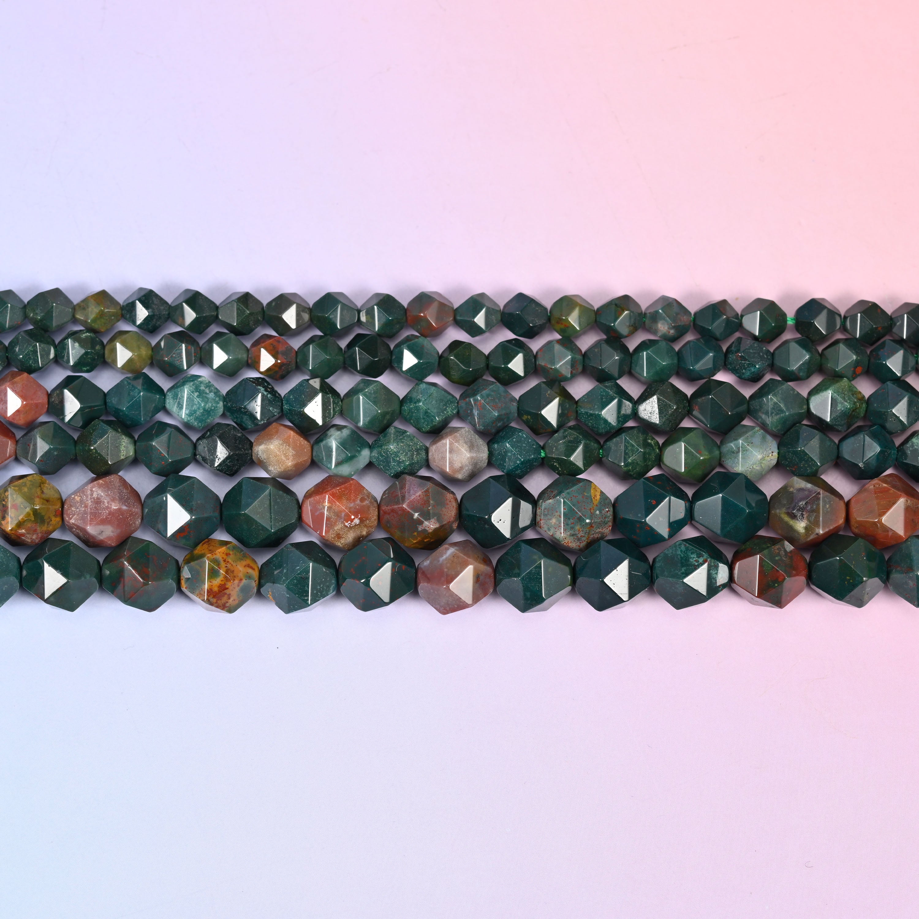 Natural Indian Bloodstone Diamond Star Cut Gemstone Beads, Size 6mm, 8mm, 10mm