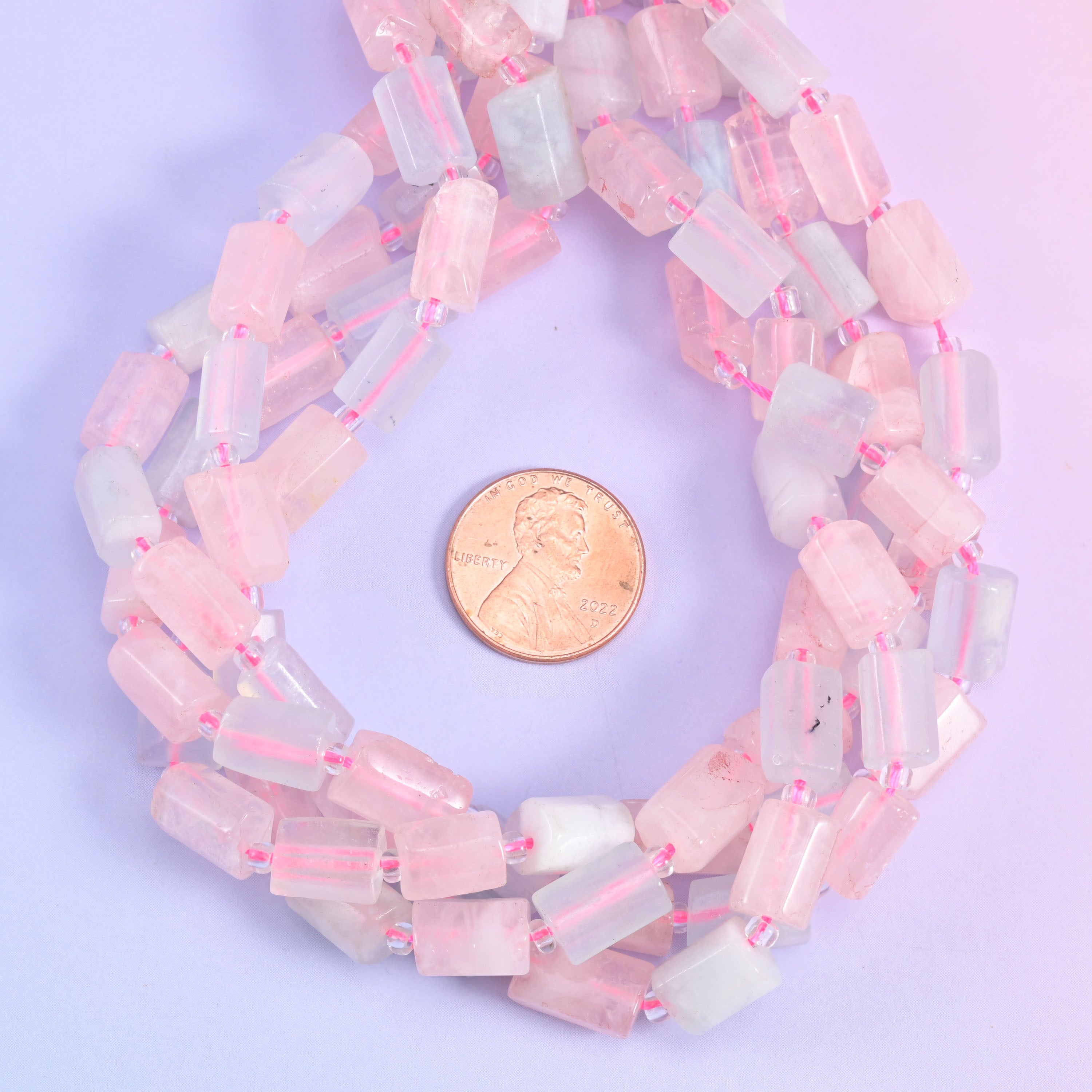 Pink Blue Morganite Faceted Tube Beads Size 12x8mm Jewelry Making 15.5 Inch Strand