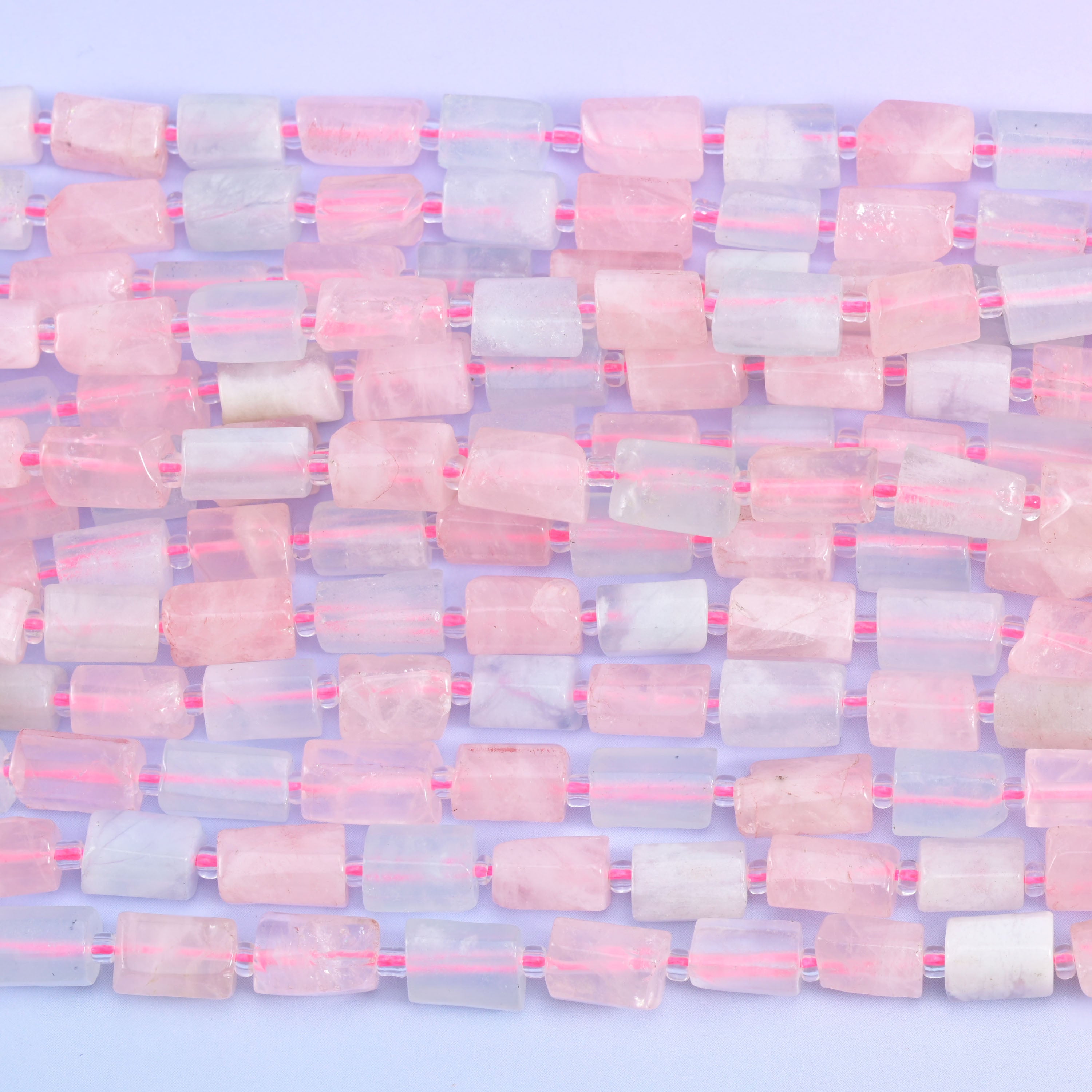 Pink Blue Morganite Faceted Tube Beads Size 12x8mm Jewelry Making 15.5 Inch Strand