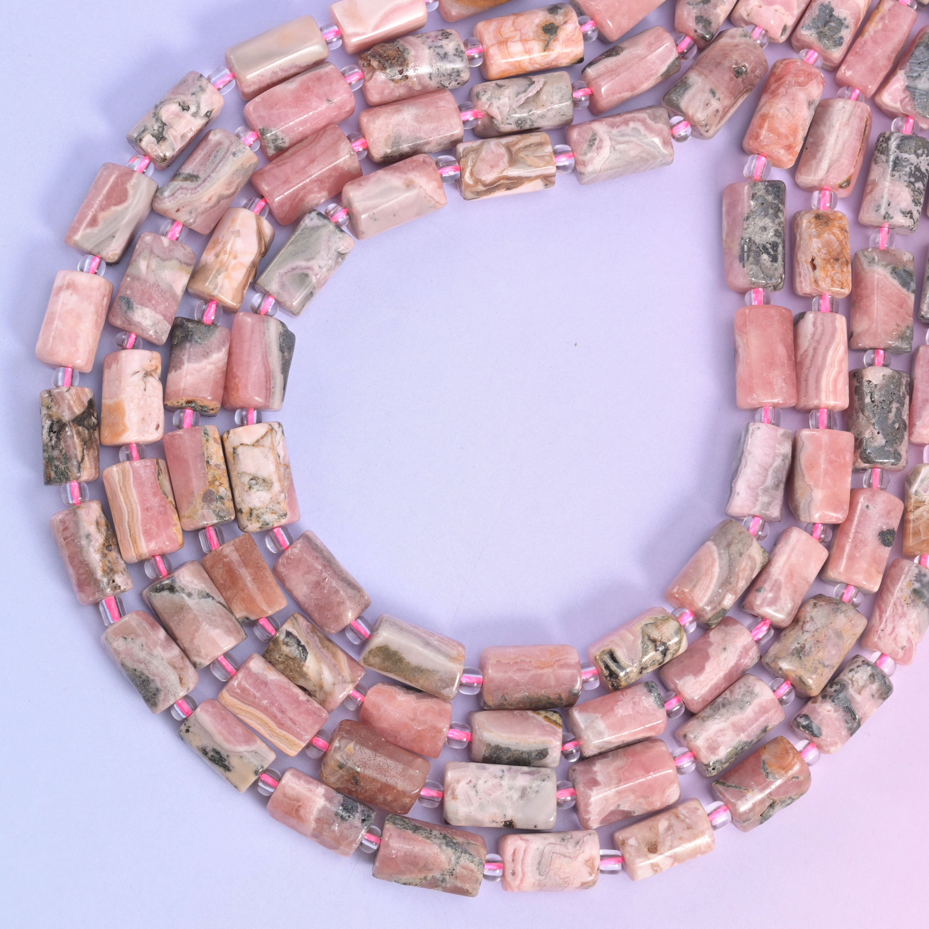 Pink Rhodonite Faceted Tube Beads Size 12x8mm Jewelry Making 15.5 Inch Strand