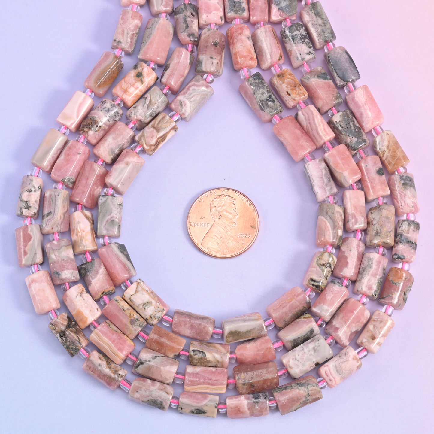 Pink Rhodonite Faceted Tube Beads Size 12x8mm Jewelry Making 15.5 Inch Strand