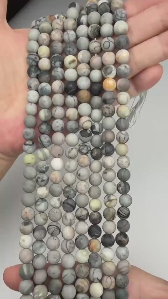 Picasso Jasper Matte Round Beads: Jewelry Making, 15 Inch Strand