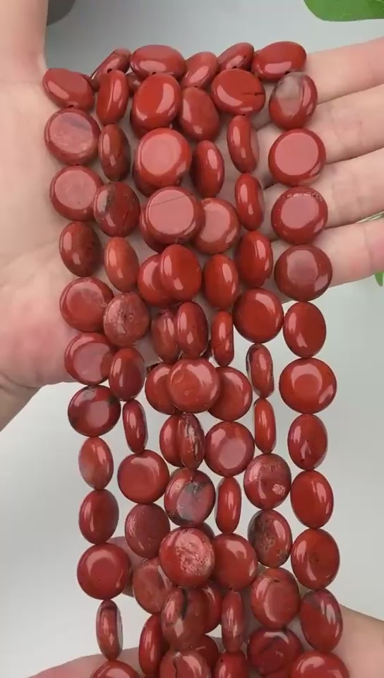 Red Jasper Smooth Coin Beads Size 15mm Jewelry Making 15 Inch Strand