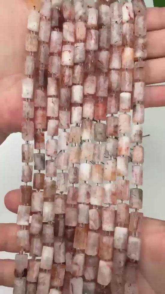 Red Copper Rutilated Quartz Faceted Tube Beads Size 12x8mm Jewelry Making 15.5 Inch Strand