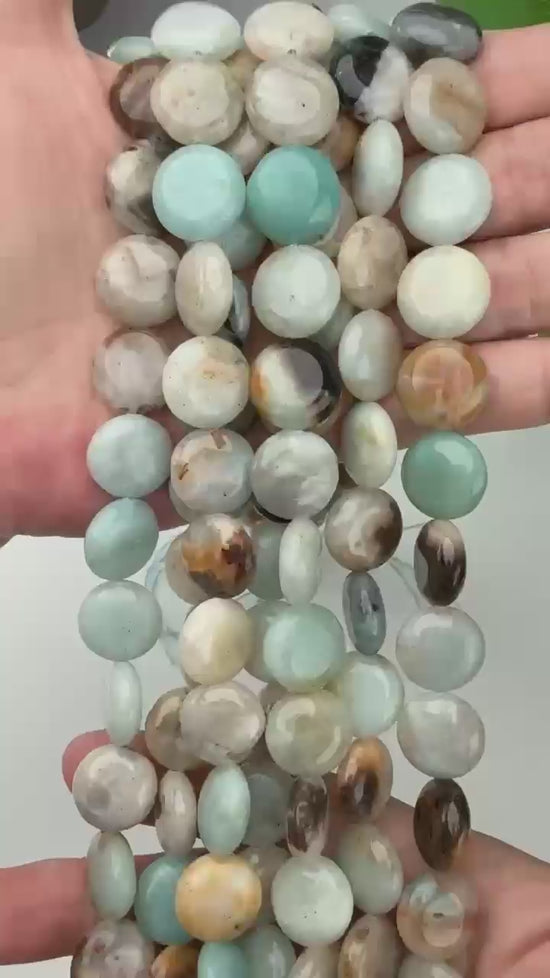 Multi-Color Amazonite Smooth Coin Beads Size 15mm Jewelry Making 15 Inch Strand
