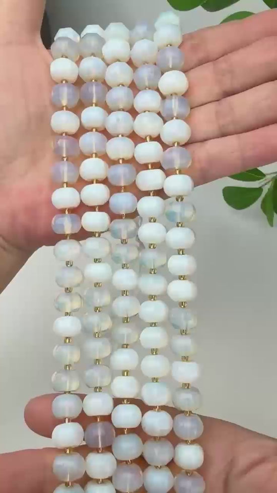 Opalite Pumpkin Rondelle Beads Jewelry Making Size 12x8mm 15" Strand