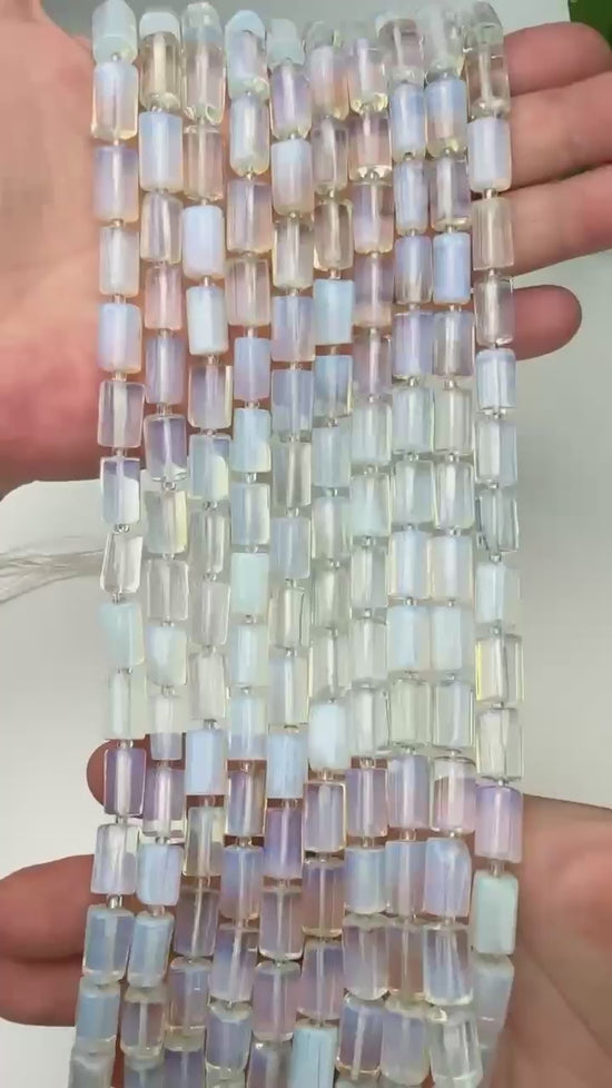 Opalite Faceted Tube Beads Size 12x8mm Jewelry Making 15.5 Inch Strand