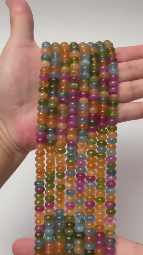 Colorful Dyed Jade Smooth Rondelle Beads Jewelry Making Size 5x8mm 15 inch Strand