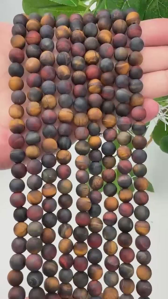 Tricolor Tiger Eye Matte Round Beads 4mm 6mm 8mm 10mm Jewelry Making 15 Inch Strand