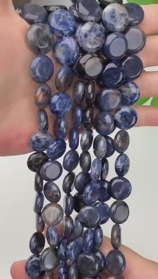 Sodalite Smooth Coin Beads Size 15mm Jewelry Making 15 Inch Strand