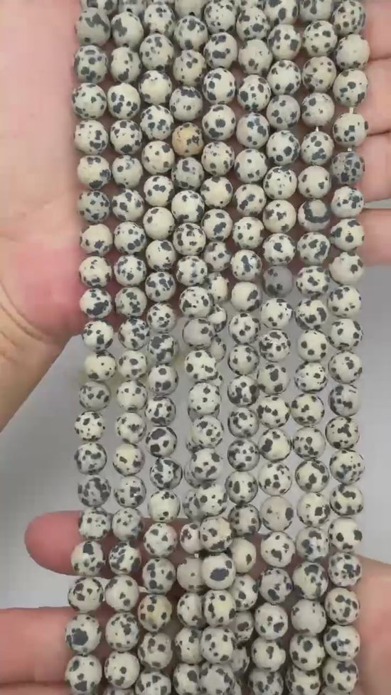 Dalmatian Jasper Matte Round Beads: Jewelry Making, 15 Inch Strand