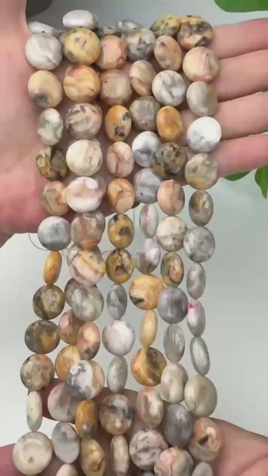 Crazy Agate Smooth Coin Beads Size 15mm Jewelry Making 15 Inch Strand