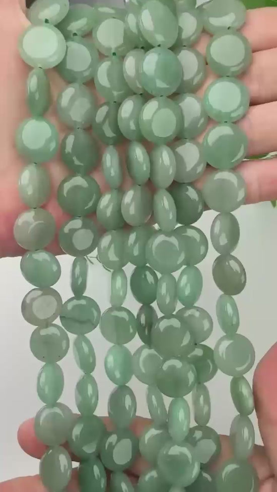 Green Aventurine Smooth Coin Beads Size 15mm Jewelry Making 15 Inch Strand