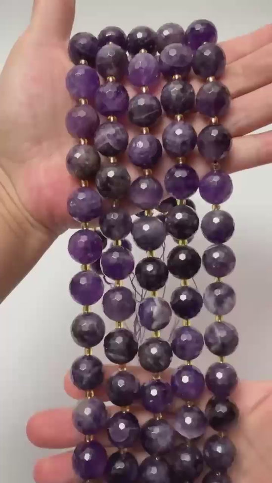 Amethyst Faceted Round Beads Size 16mm Jewelry Making 15 Inch Strand