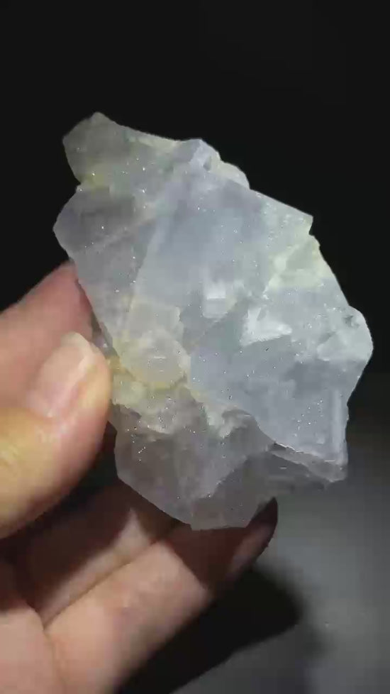6.3 oz Frosty Sugar Crystal with Blue Cubic Fluorite Mineral Specimen -4