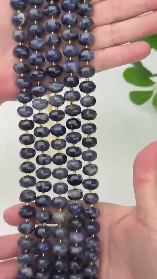 Sodalite Pumpkin Rondelle Beads Jewelry Making Size 12x8mm 15" Strand