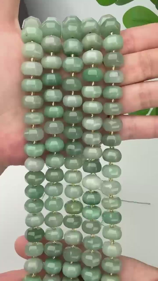 Green Aventurine Pumpkin Rondelle Beads Jewelry Making Size 12x8mm 15" Strand