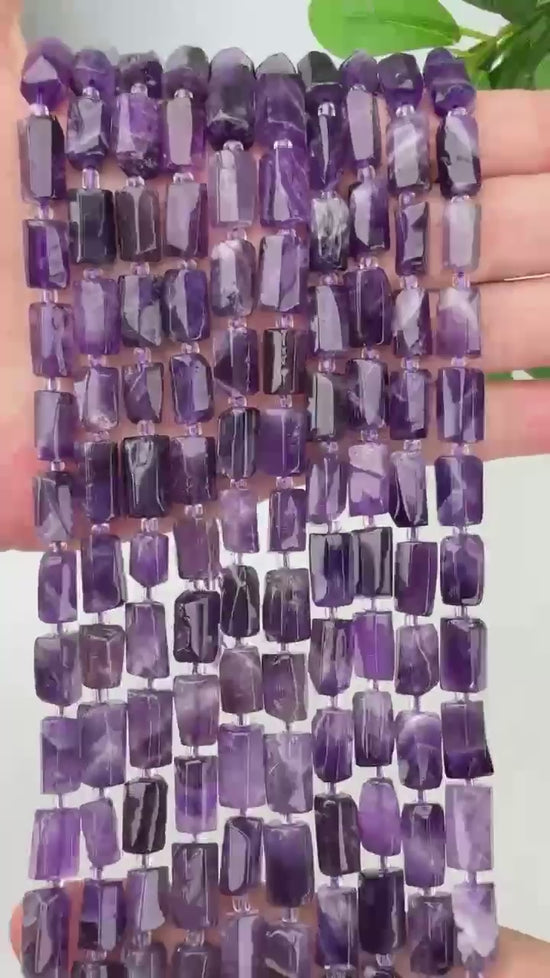 Amethyst Faceted Tube Beads Size 12x8mm Jewelry Making 15.5 Inch Strand