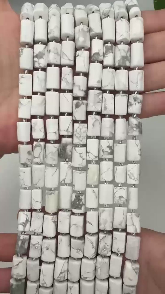 White Howlite Faceted Tube Beads Size 12x8mm Jewelry Making 15.5 Inch Strand