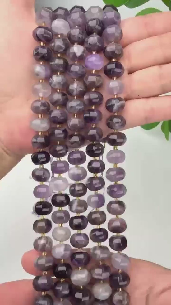 Amethyst Pumpkin Rondelle Beads Jewelry Making Size 12x8mm 15" Strand