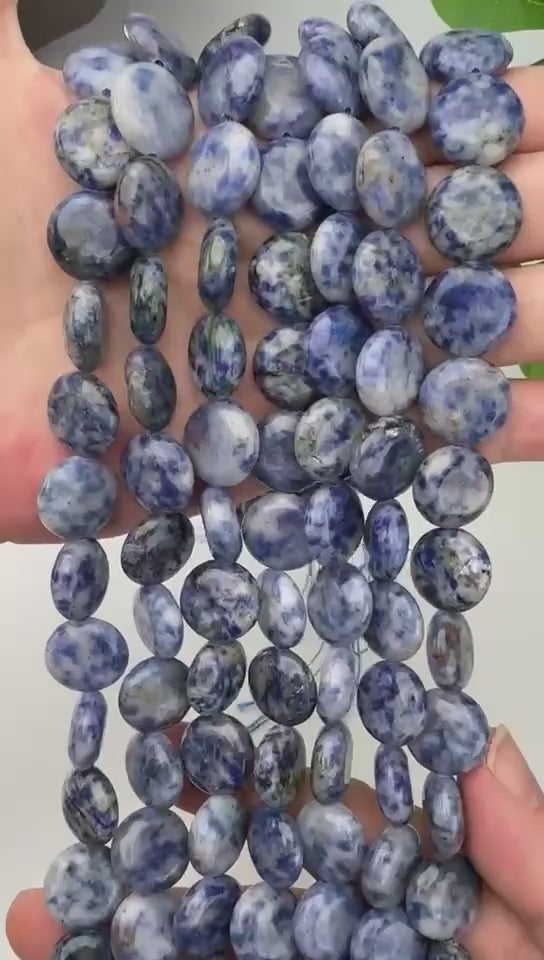 Blue Spot Jasper Smooth Coin Beads Size 15mm Jewelry Making 15 Inch Strand