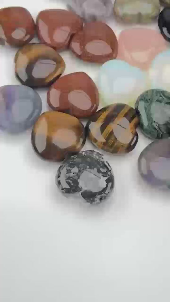40mm Gemstone Heart Polished Healing Crystal Heart Pocket Stone DIY Gemstone Heart No Hole