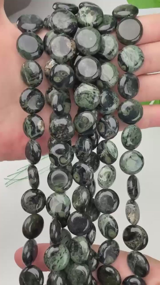 Kambaba Jasper Smooth Coin Beads Size 15mm Jewelry Making 15 Inch Strand