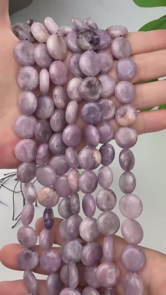 Lepidolite Smooth Coin Beads Size 15mm Jewelry Making 15 Inch Strand