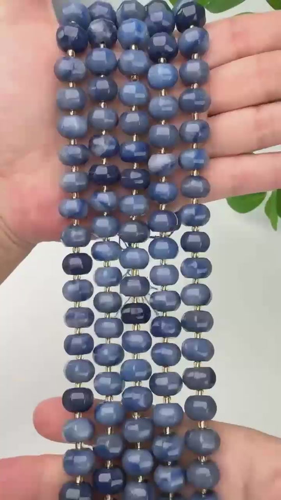 Blue Aventurine Pumpkin Rondelle Beads Jewelry Making Size 12x8mm 15" Strand
